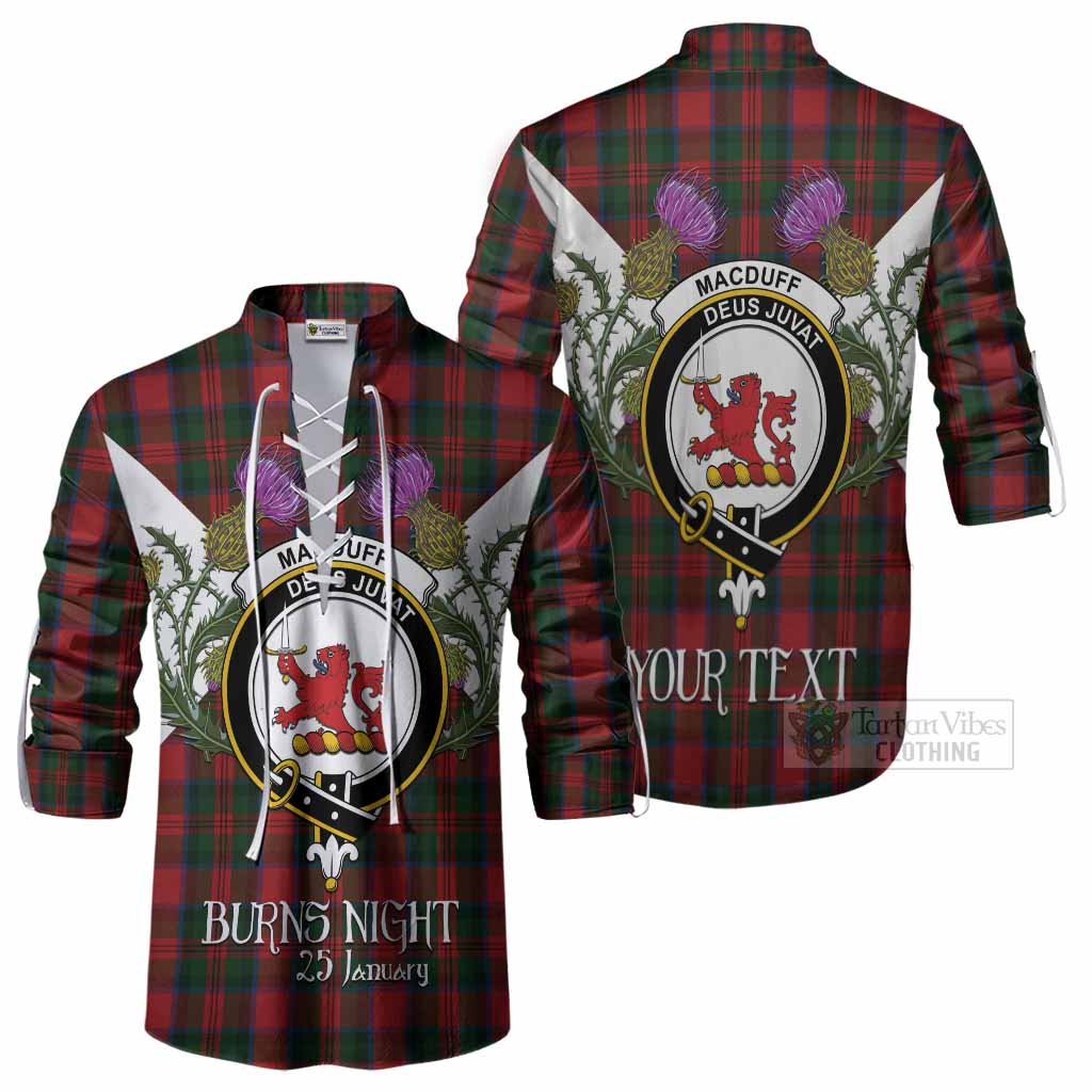 MacDuff (McDuff) Tartan Family Crest Ghillie Shirt Scottish Burns Night Thistle Floral