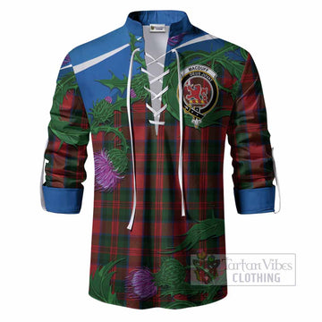 MacDuff (McDuff) Tartan Family Crest Ghillie Shirt Thistle in Minimalism