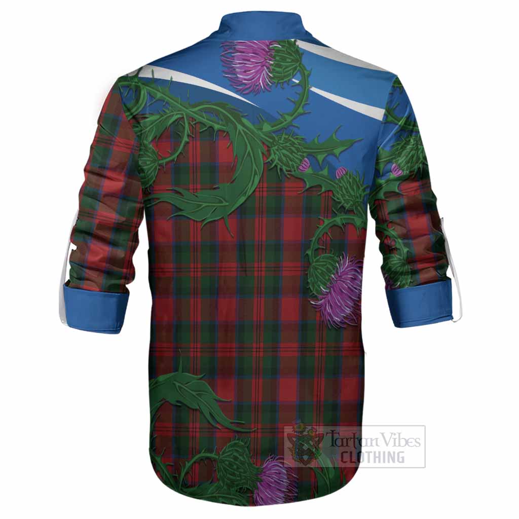 MacDuff (McDuff) Tartan Family Crest Ghillie Shirt Thistle in Minimalism