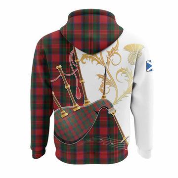 MacDuff (McDuff) Tartan Family Crest Hoodie Bagpipes with Scottish Thistle