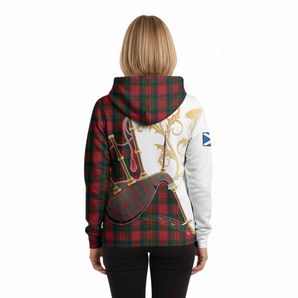 MacDuff (McDuff) Tartan Family Crest Hoodie Bagpipes with Scottish Thistle