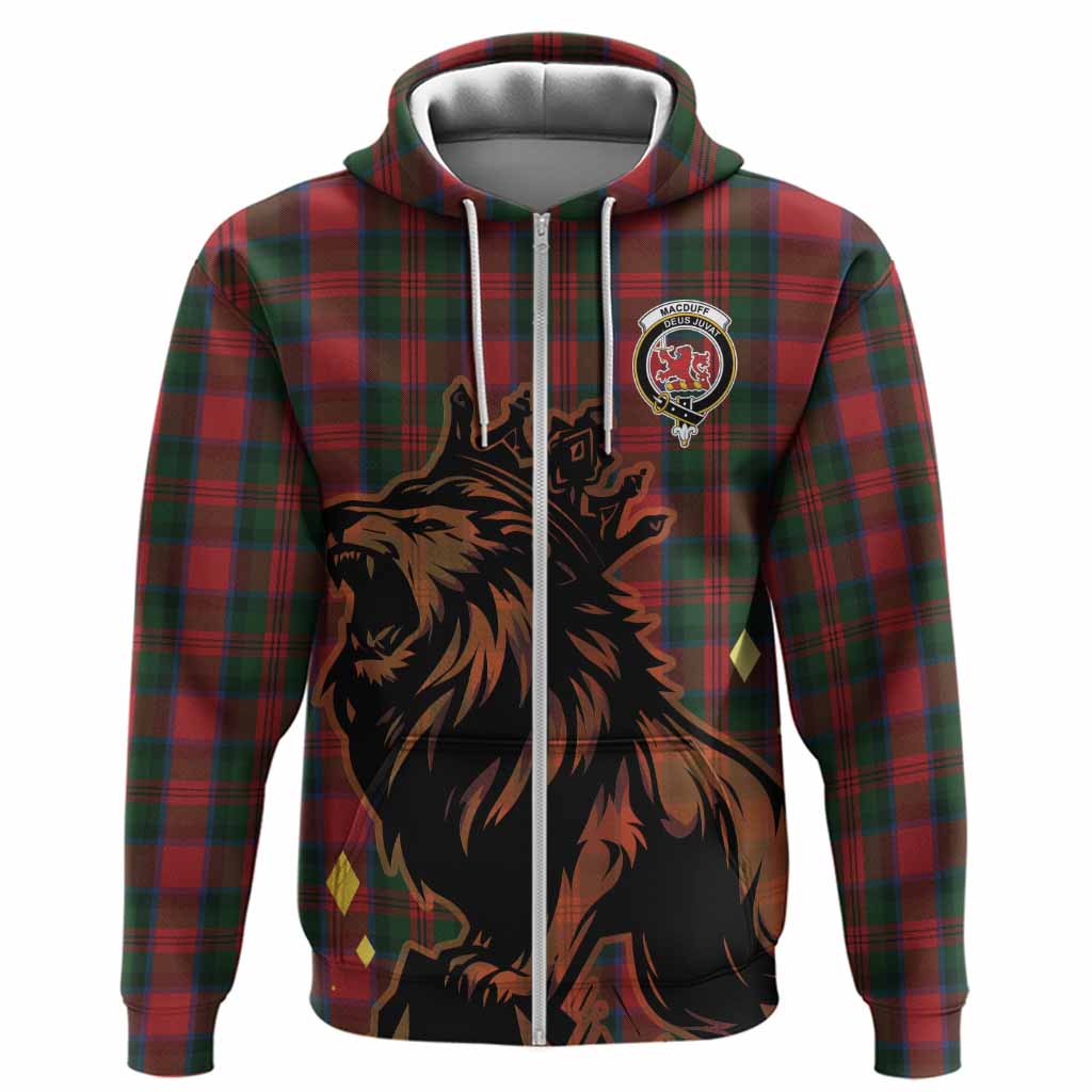 MacDuff (McDuff) Tartan Family Crest Hoodie Crowned Lion Roaring