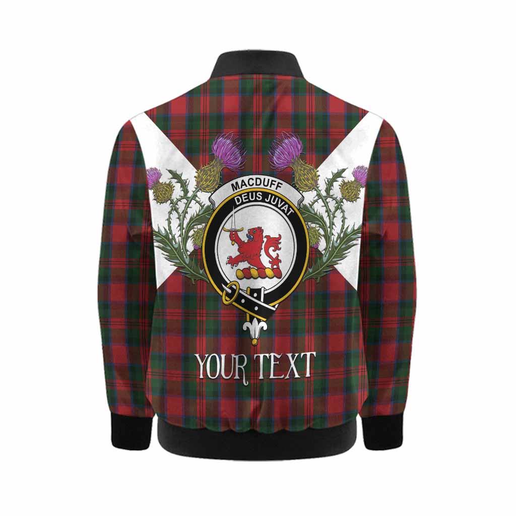 MacDuff (McDuff) Tartan Family Crest Kid Bomber Jacket Scottish Burns Night Thistle Floral
