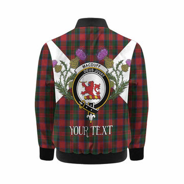 MacDuff (McDuff) Tartan Family Crest Kid Bomber Jacket Scottish Burns Night Thistle Floral