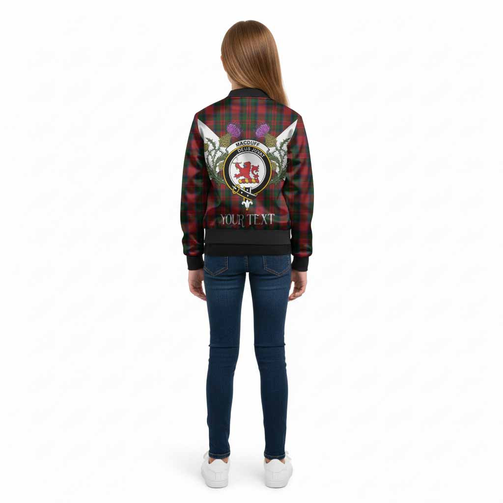 MacDuff (McDuff) Tartan Family Crest Kid Bomber Jacket Scottish Burns Night Thistle Floral