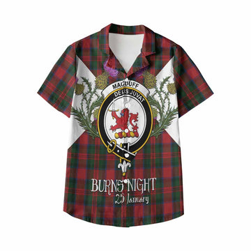 MacDuff (McDuff) Tartan Family Crest Kid Hawaiian Shirt Scottish Burns Night Thistle Floral