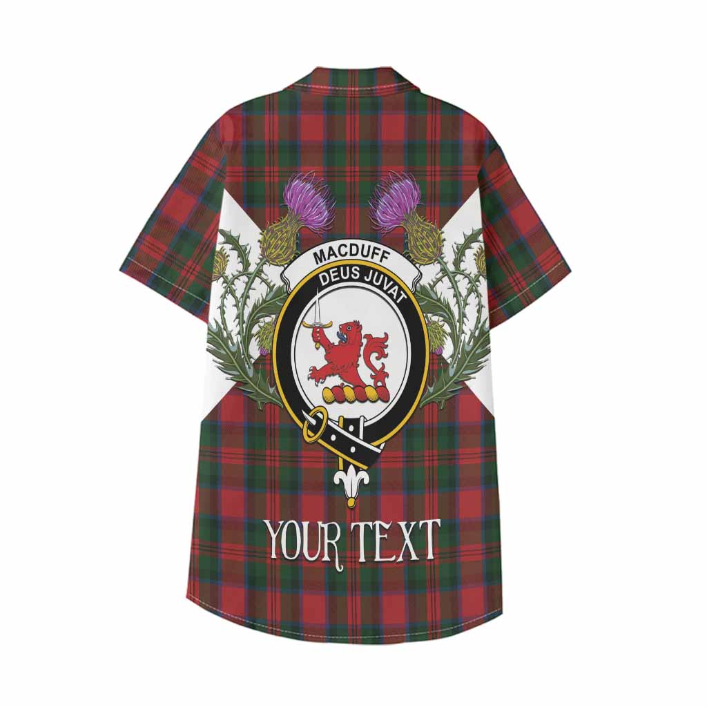 MacDuff (McDuff) Tartan Family Crest Kid Hawaiian Shirt Scottish Burns Night Thistle Floral