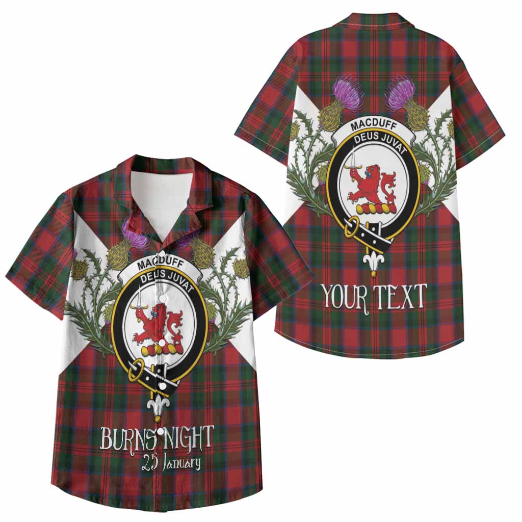 MacDuff (McDuff) Tartan Family Crest Kid Hawaiian Shirt Scottish Burns Night Thistle Floral