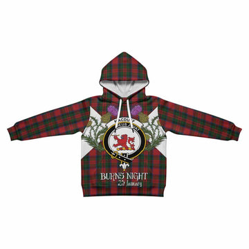 MacDuff (McDuff) Tartan Family Crest Kid Hoodie Scottish Burns Night Thistle Floral