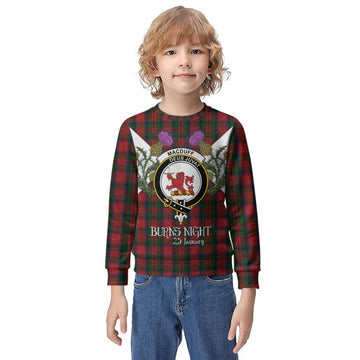 MacDuff (McDuff) Tartan Family Crest Kid Knitted Sweatshirt Scottish Burns Night Thistle Floral