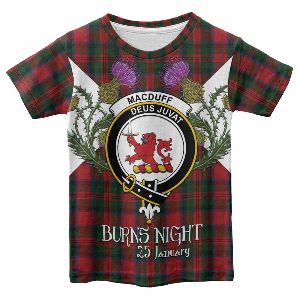 MacDuff (McDuff) Tartan Family Crest Kid T-shirt Scottish Burns Night Thistle Floral