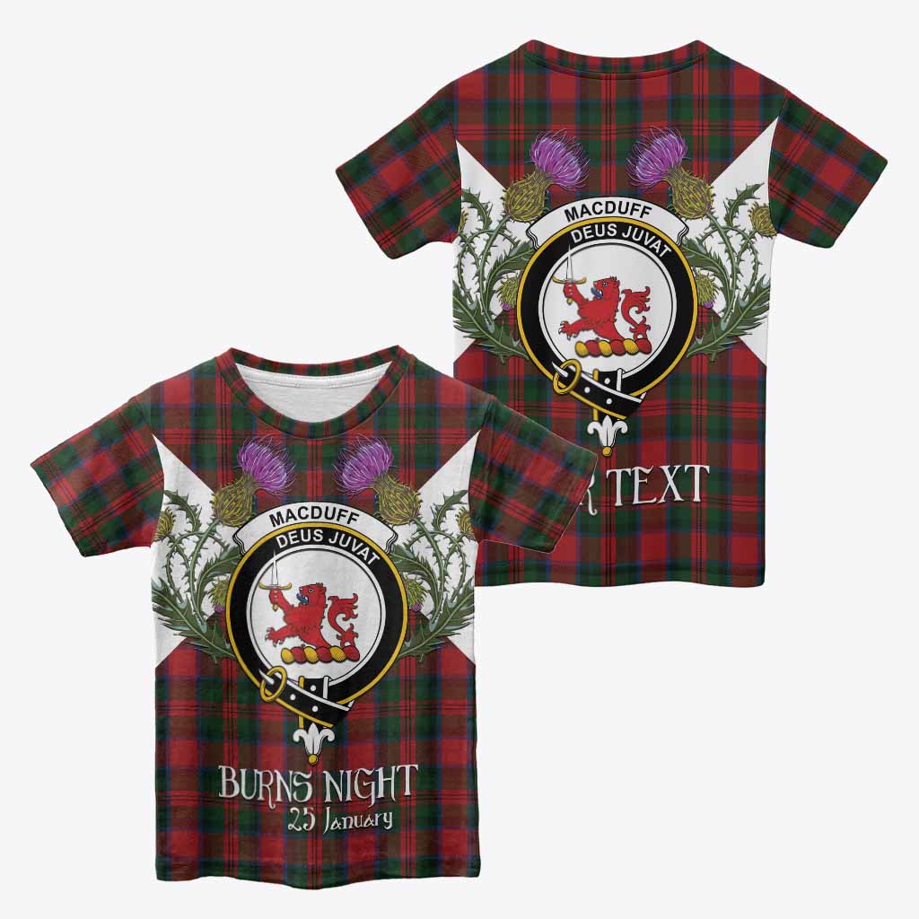 MacDuff (McDuff) Tartan Family Crest Kid T-shirt Scottish Burns Night Thistle Floral