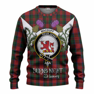 MacDuff (McDuff) Tartan Family Crest Knitted Sweater Scottish Burns Night Thistle Floral