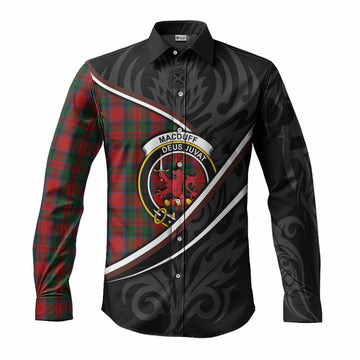 MacDuff (McDuff) Tartan Family Crest Long Sleeve Button Shirts Celtic Scottish Thistle Floral