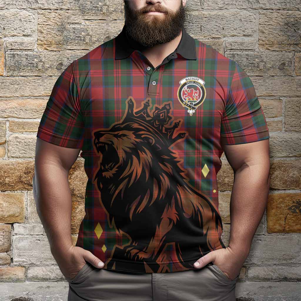 MacDuff (McDuff) Tartan Family Crest Polo Shirt Crowned Lion Roaring