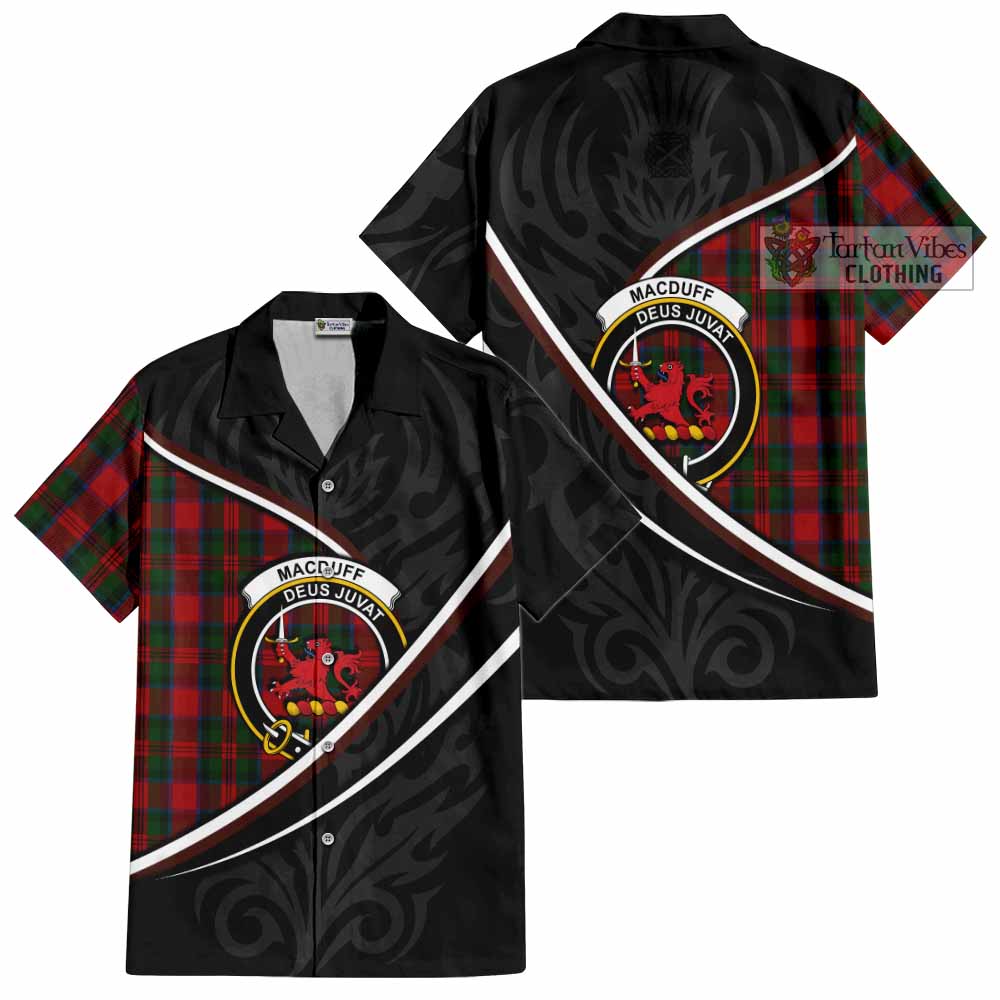 MacDuff (McDuff) Tartan Family Crest Short Sleeve Button Shirt Celtic Scottish Thistle Floral - Tartan Vibes Clothing