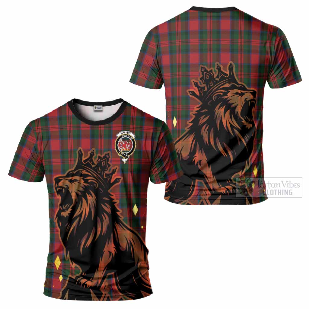 MacDuff (McDuff) Tartan Family Crest T-Shirt Crowned Lion Roaring