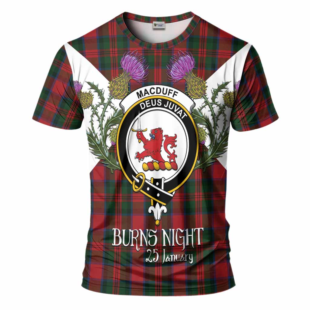 MacDuff (McDuff) Tartan Family Crest T-Shirt Scottish Burns Night Thistle Floral