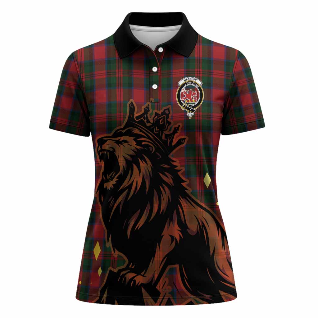 MacDuff (McDuff) Tartan Family Crest Women Polo Shirt Crowned Lion Roaring
