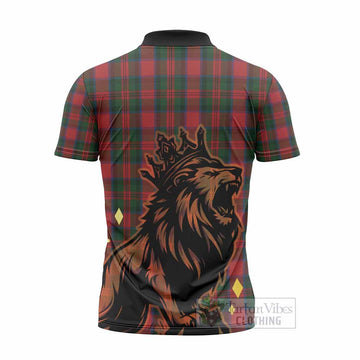 MacDuff (McDuff) Tartan Family Crest Zipper Polo Shirt Crowned Lion Roaring