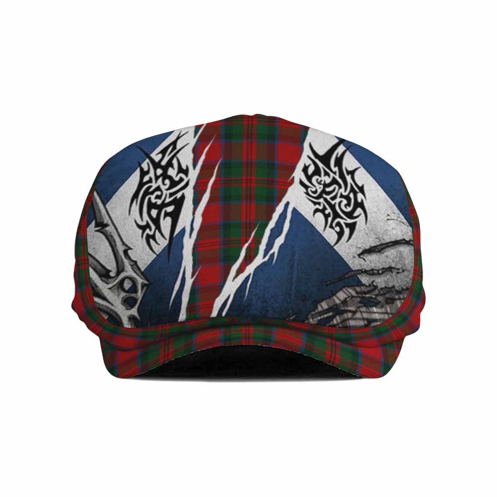 MacDuff (McDuff) Tartan Flat Cap, Jeff Cap Scotland Flag Ripped Tribal Design