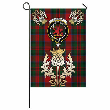 MacDuff (McDuff) Tartan Garden Flag with Golden Regal Scottish Thistle Emblem