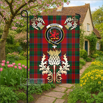 MacDuff (McDuff) Tartan Garden Flag with Golden Regal Scottish Thistle Emblem
