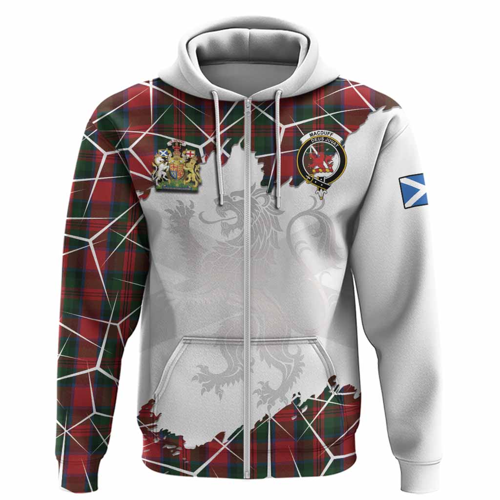 MacDuff (McDuff) Tartan Hoodie with Family Crest and Lion Rampant Grunge Style