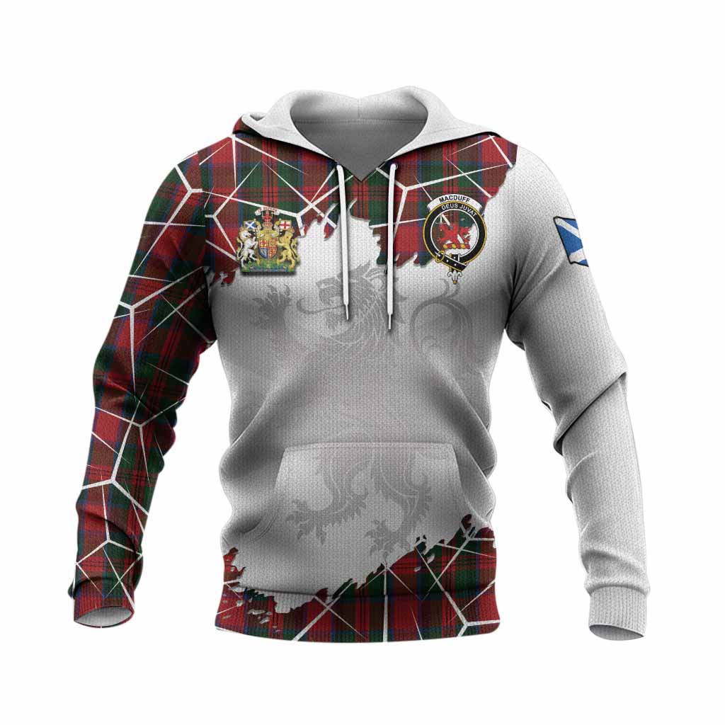 MacDuff (McDuff) Tartan Knitted Hoodie with Family Crest and Lion Rampant Grunge Style