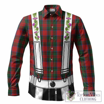MacDuff (McDuff) Tartan Lederhosen Costume Long Sleeve Button Shirts Scotland Thistle Floral