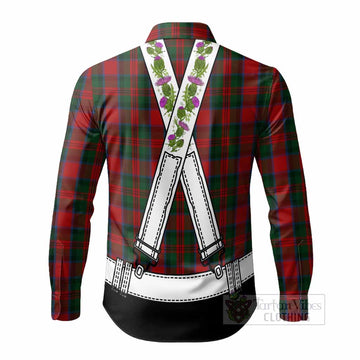 MacDuff (McDuff) Tartan Lederhosen Costume Long Sleeve Button Shirts Scotland Thistle Floral