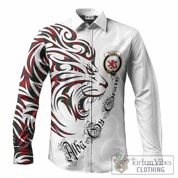 MacDuff (McDuff) Tartan Lion Roar Long Sleeve Button Shirts Alba Gu Brath with Celtic Motifs