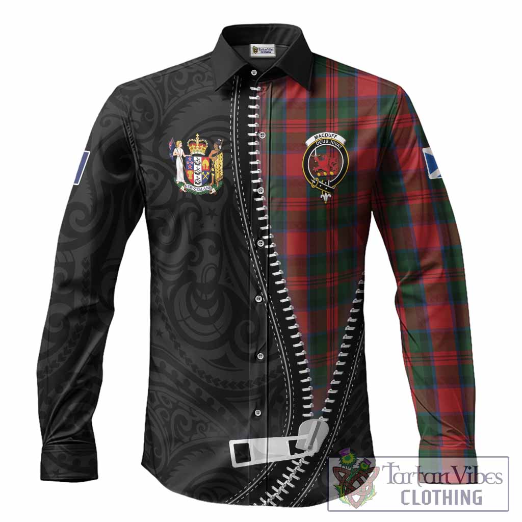 MacDuff (McDuff) Tartan Long Sleeve Button Shirts New Zealand Pattern Unique Zipper Stylized