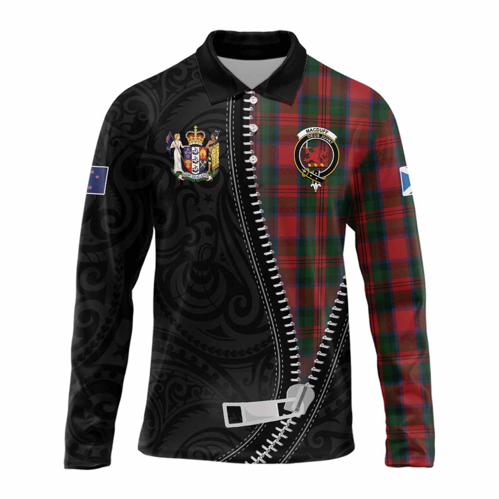 MacDuff (McDuff) Tartan Long Sleeve Polo Shirt New Zealand Pattern Unique Zipper Stylized