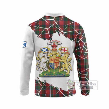 MacDuff (McDuff) Tartan Long Sleeve Polo Shirt with Family Crest and Lion Rampant Grunge Style