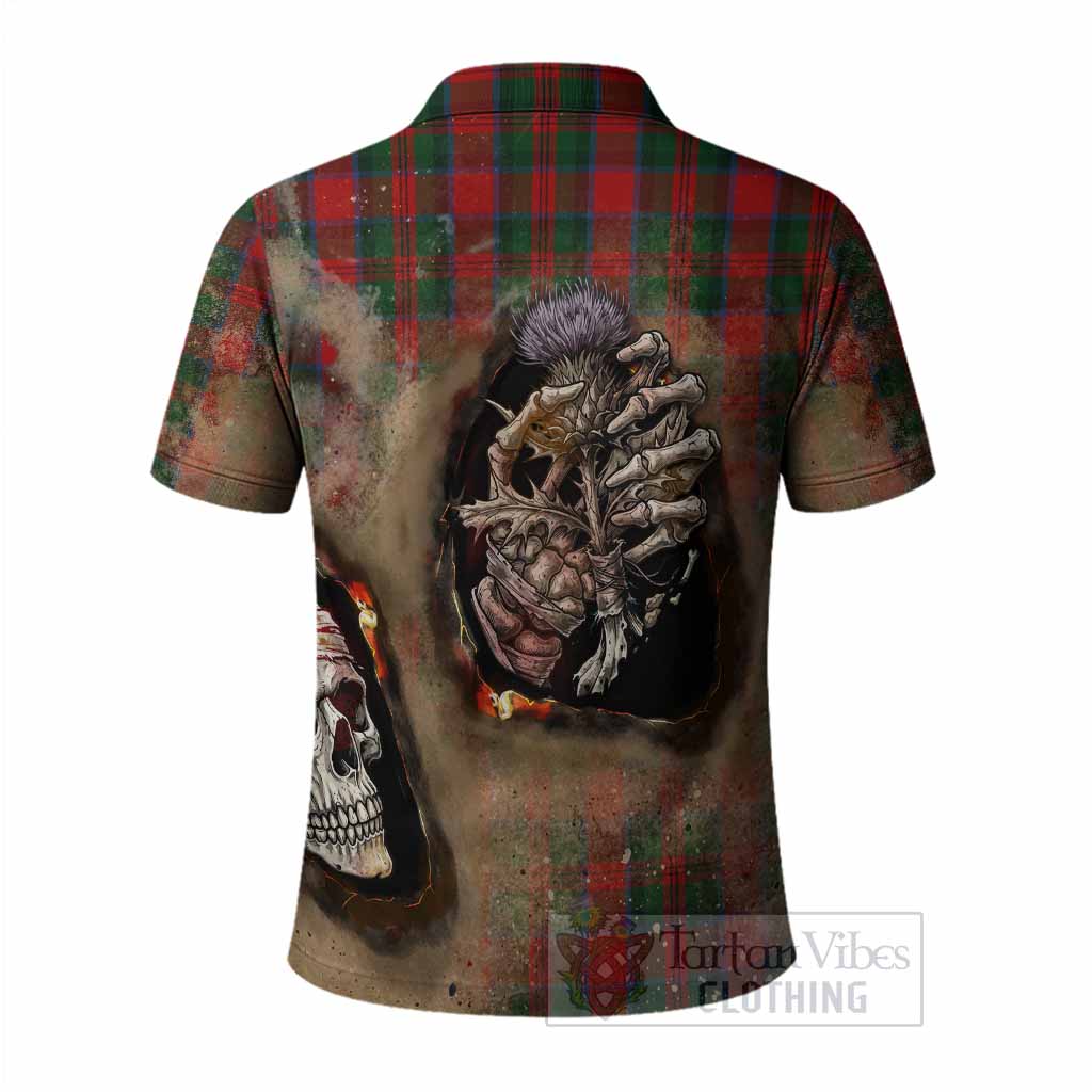 MacDuff (McDuff) Tartan Polo Shirt Halloween Skeleton With Thistle Burning Effect - Tartan Vibes Clothing