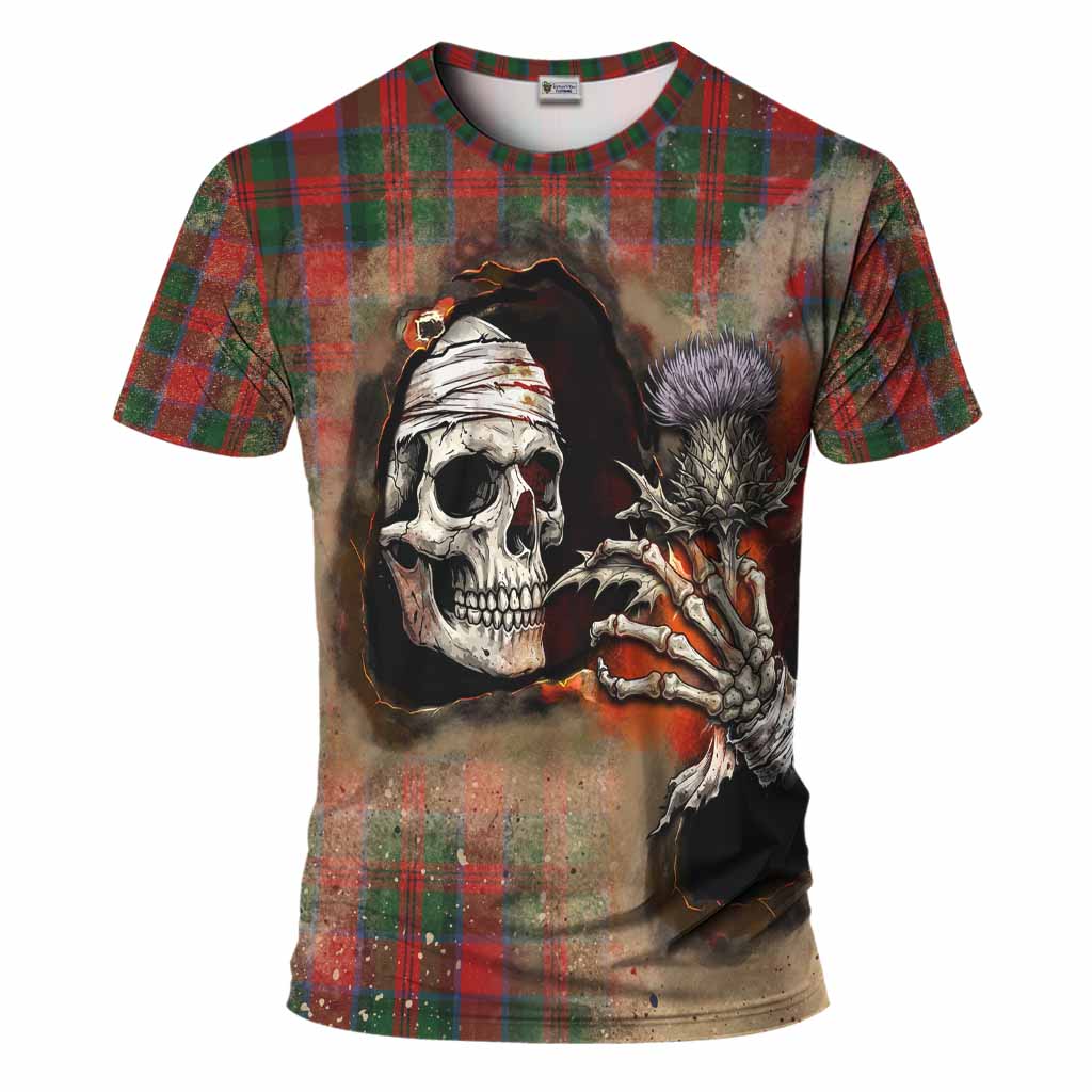 MacDuff (McDuff) Tartan T-Shirt Halloween Skeleton With Thistle Burning Effect
