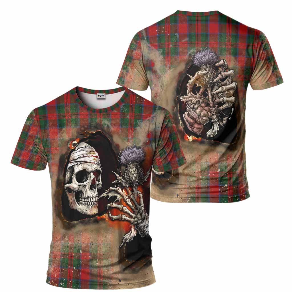 MacDuff (McDuff) Tartan T-Shirt Halloween Skeleton With Thistle Burning Effect
