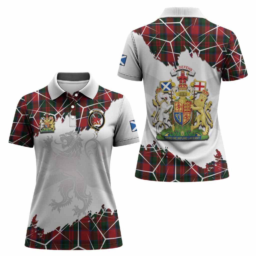 MacDuff (McDuff) Tartan Women Polo Shirt with Family Crest and Lion Rampant Grunge Style