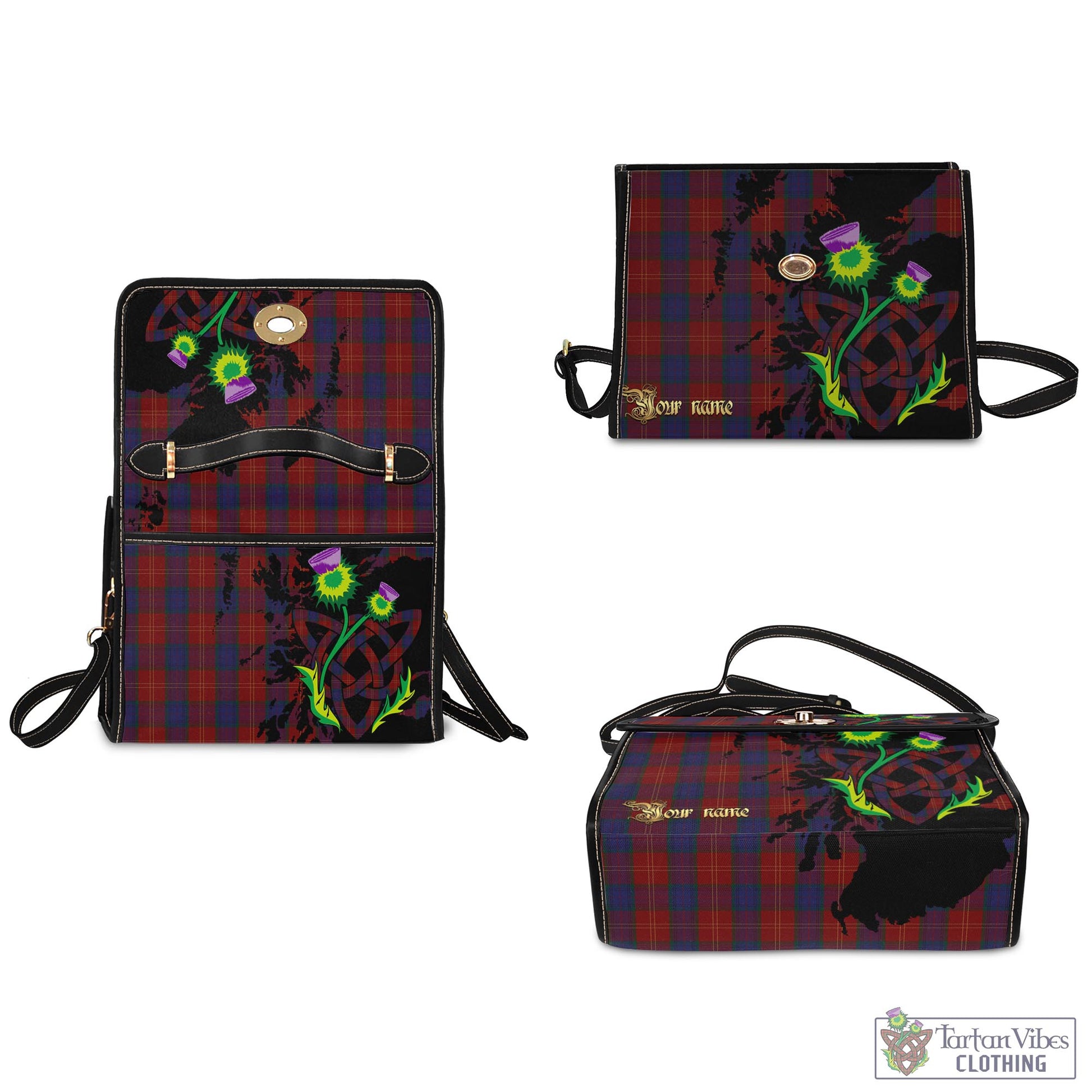 Tartan Vibes Clothing MacEdward Tartan Waterproof Canvas Bag with Scotland Map and Thistle Celtic Accents
