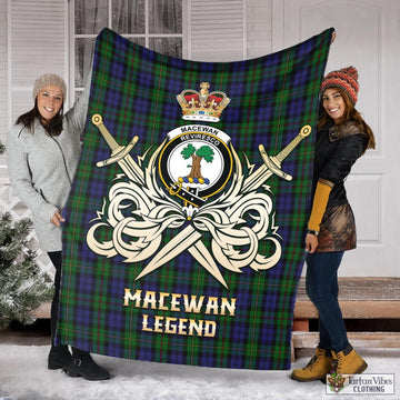 MacEwan Tartan Blanket with Clan Crest and the Golden Sword of Courageous Legacy