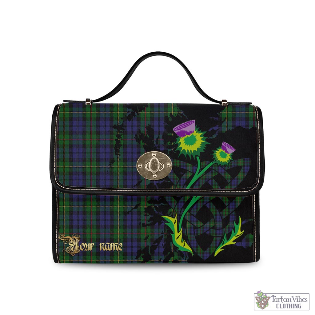 Tartan Vibes Clothing MacEwan Tartan Waterproof Canvas Bag with Scotland Map and Thistle Celtic Accents