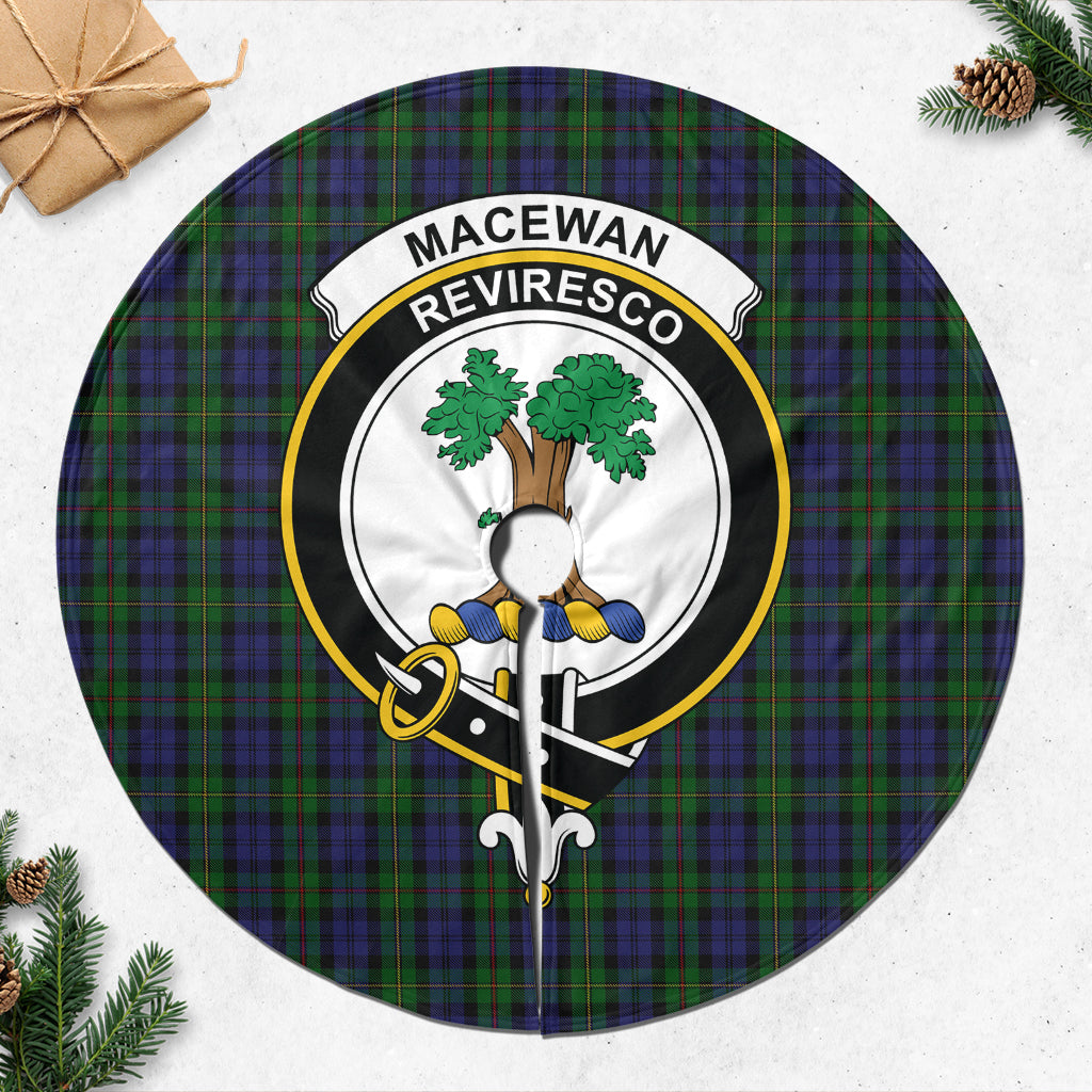 MacEwan Tartan Christmas Tree Skirt with Family Crest - Tartanvibesclothing
