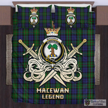 MacEwan Tartan Bedding Set with Clan Crest and the Golden Sword of Courageous Legacy