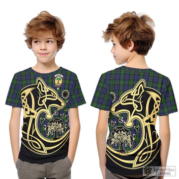 MacEwan (MacEwen) Tartan Kid T-Shirt with Family Crest Celtic Wolf Style Youth XL Size14 - Tartan Vibes Clothing