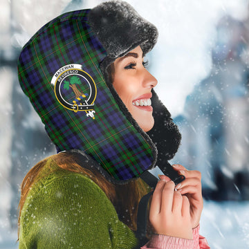 MacEwan (MacEwen) Tartan Winter Trapper Hat with Family Crest