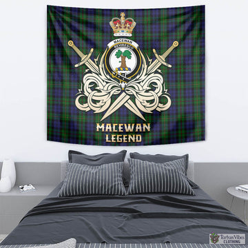 MacEwan (MacEwen) Tartan Tapestry with Clan Crest and the Golden Sword of Courageous Legacy