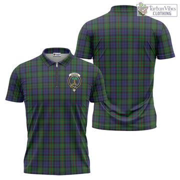 MacEwan (MacEwen) Tartan Zipper Polo Shirt with Family Crest