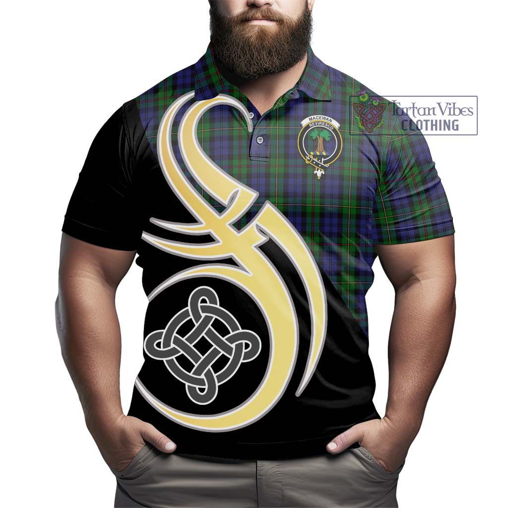 MacEwan (MacEwen) Tartan Polo Shirt with Family Crest and Celtic Symbol Style - Tartan Vibes Clothing