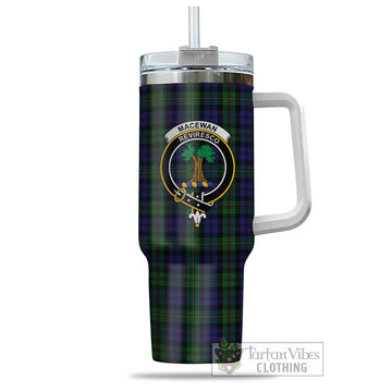 Tartan Vibes Clothing MacEwan Tartan and Family Crest Tumbler with Handle